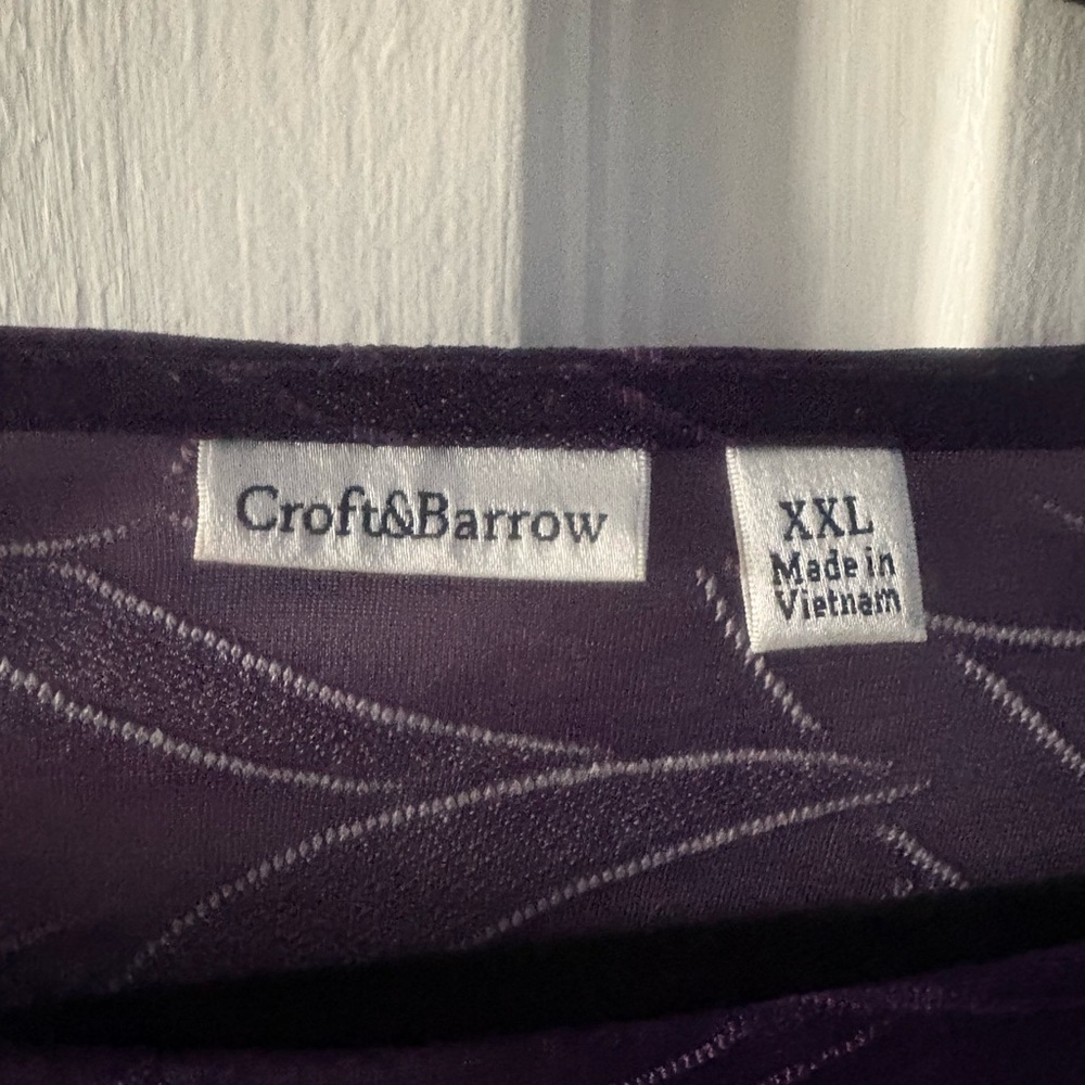 Croft & Barrow Purple and Black Floral Blouse - Picture 3 of 8